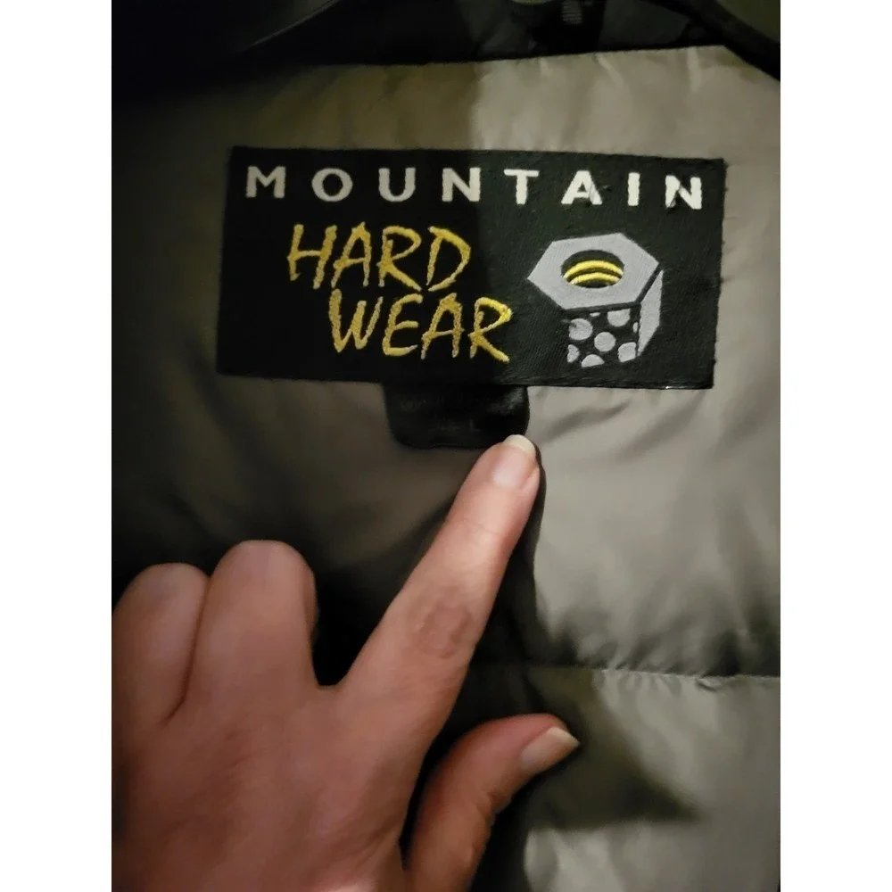 Mountain Hardwear Black Down Puffer Jacket Mens L Removable Hood, 90% Down fill
